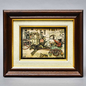 Объемная Картина - Панно в технике 3D декупаж «Два экипажа», 70-е годы ХХ века.