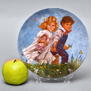 Коллекционная Фарфоровая Тарелка «Джек и Джилл. На прогулке», RECO США -1986 год. 