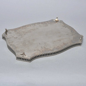Большой Прямоугольный Сервировочный Металлический Поднос, Silverplate, SHEFFIELD Англия начало ХХ века.