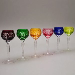 Набор 6-ть Водочных Рюмок «Виноград» Цветной Хрусталь, NACHTMANN Германия, 60-е гг.