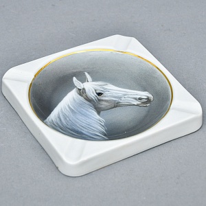 Антикварная Фарфоровая Пепельница  - Мелочевница "Лошадь", Kaestner Saxonia, Германия -20 гг.