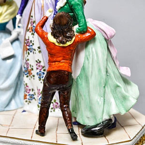 Антикварная Статуэтка «Неожиданное Угощение», Фарфор, Dressel & Kister Passau Германия, 1907 - 1922 гг. 