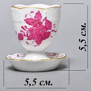 Набор для завтрака - три Пашотницы и Солонка «APPONYI PURPUR», Фарфор HEREND Венгрия. 