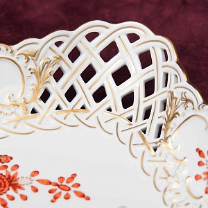 Фарфоровое Блюдо - Фруктовница - Сухарница «Индийский цветок» Фарфор MEISSEN / МЕЙСЕН.