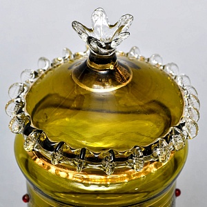 Антикварная Стеклянная Конфетница - Бисквитница - Доза, Германия конец XIX века. 