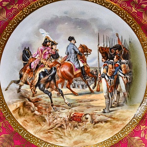 Коллекционная Фарфоровая тарелка - блюдо «Наполеон в битве при Йене», Porcelaine de Paris Франция.