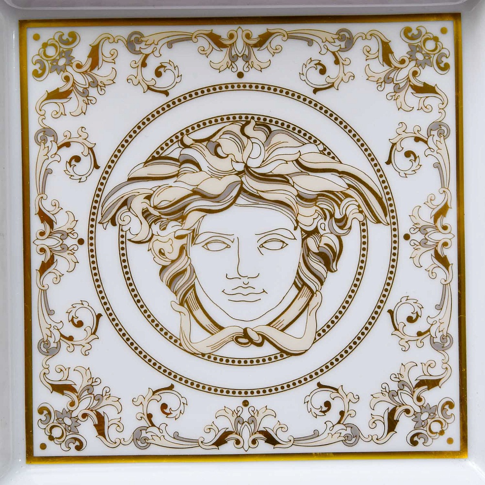 Коллекционная Фарфоровая Тарелочка - Визитница - Пепельница из серии "MEDUSA GALA", VERSACE Rosenthal Германия, 1993 год.