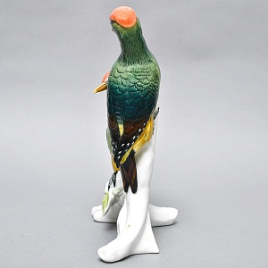 Большая Фарфоровая Статуэтка «Пара птиц - Зелёный Дятел», Карл Энс / Karl Ens, Германия.
