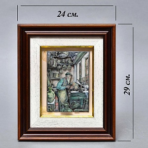 Объемная Картина - Панно в технике 3D декупаж «Ремесленник. Мастер - лудильщик», 70-е годы ХХ века.