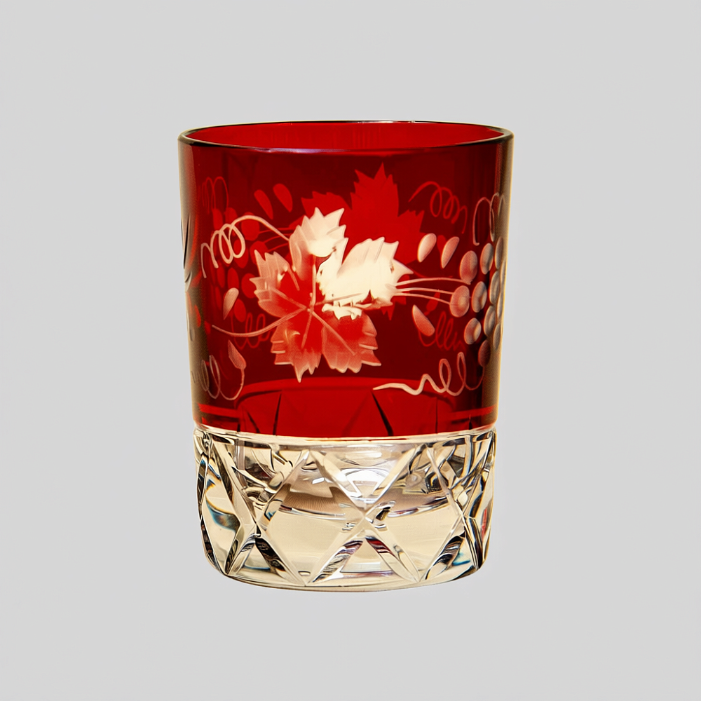 Графин и Четыре Стакана «Виноград» из Цветного Хрусталя DOROTHEENHUTTE Западная Германия 60гг.