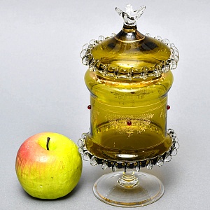 Антикварная Стеклянная Конфетница - Бисквитница - Доза, Германия конец XIX века. 