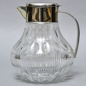 Винтажный Графин - Кувшин на 3.2 литра. Колба для льда, Хрусталь, Silverplated Германия. 