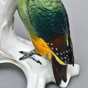 Большая Фарфоровая Статуэтка «Пара птиц - Зелёный Дятел», Карл Энс / Karl Ens, Германия.