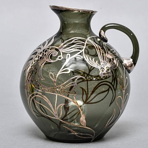 Антикварный Стеклянный кувшин «РЫБКИ», LAUSHE Германия, первая половина ХХ века. 