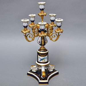 Редкость! Большой Фарфоровый Канделябр - Подсвечник на 6-ть свечей, Giulia Mangani Италия, середина ХХ века. 