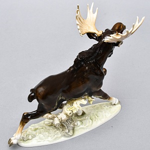 Коллекционная Фарфоровая статуэтка «Охота. Бегущий лось», Hutschenreuther Германия.