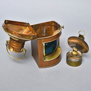 Старинный Медный Керосиновый «Сигнальный Корабельный Фонарь», Англия начало ХХ века.