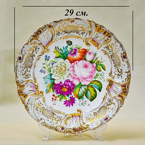 Антикварное Коллекционное Фарфоровое Блюдо - Тарелка «Садовый букет», Rosenthal Германия, 1891 - 1906 годы.