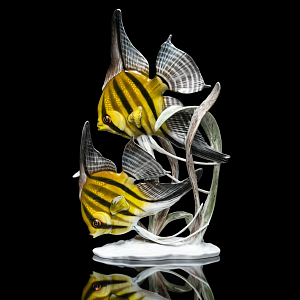 Большая Фарфоровая статуэтка «РЫБЫ. Плывущие Скалярии», ROSENTHAL Германия.