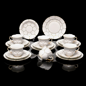 Чайный Набор на 6-ть персон «Белое Золото», Фарфор MEISSEN, Германия - 70-е годы ХХ века.