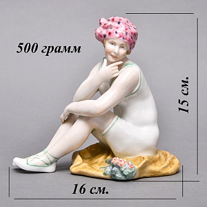 Коллекционная Фарфоровая статуэтка «Купальщица в розовом тюрбане», Karl Ens Германия, 50-е гг. 