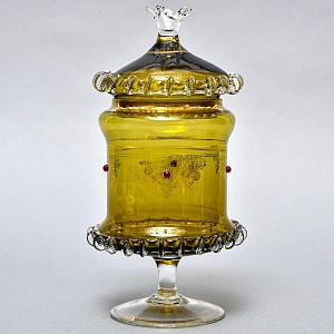 Антикварная Стеклянная Конфетница - Бисквитница - Доза, Германия конец XIX века. 