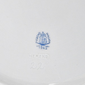 Фарфоровая Супница - Тюрина на подставке «APPONYI PURPUR», HEREND Венгрия - 1942 год.  