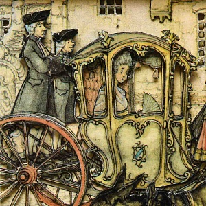 Объемная Картина - Панно в технике 3D декупаж «Два экипажа», 70-е годы ХХ века.