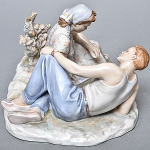 Большая Коллекционная Фарфоровая статуэтка «Затянувшаяся партия», ДФЗ Дулево Россия. 