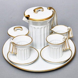 Фарфоровый Кофейный сервиз тет-а-тет «Греческие колонны» 8 предметов, Furstenberg Германия.