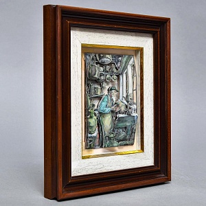 Объемная Картина - Панно в технике 3D декупаж «Ремесленник. Мастер - лудильщик», 70-е годы ХХ века.