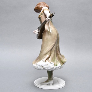 Антикварная Фарфоровая статуэтка «Карнавал. Девушка с лютней», Rosenthal Германия - 1914 год. 