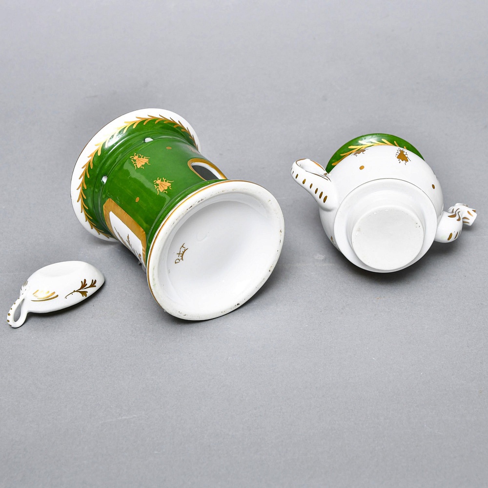 Антикварный Заварочный Чайник на подставке «Золотой орел», Франция - первая половина ХХ века. 