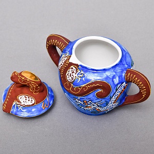 Чайный Сервиз на 6 персон «Синий Дракон», Фарфор SATSUMA Япония, середина ХХ века. 