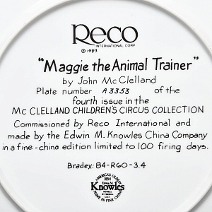 Коллекционная Тарелка «МЭГГИ - Маленькая дрессировщица», Фарфор RECO США -1983 год.