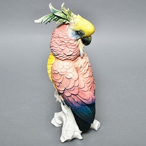 Большая Фарфоровая Статуэтка «Птица. Желто - Розовый Какаду» Н -36 см., Karl Ens Германия, 50-е годы.