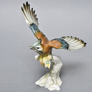 Коллекционная Фарфоровая статуэтка «Птица. Взлетающая Сойка», Hutschenreuther Германия.