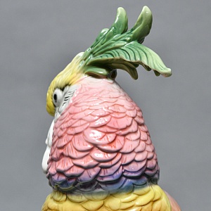 Большая Фарфоровая Статуэтка Птицы «Розовый Какаду» Н-36 см., Karl Ens Германия, первая половина ХХ века.