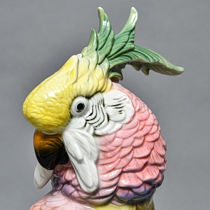 Большая Фарфоровая Статуэтка Птицы «Розовый Какаду» Н-36 см., Karl Ens Германия, первая половина ХХ века.