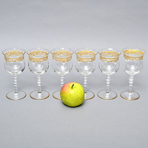 Хрустальные Фужеры - Бокалы для вина серия «Gold Laura», JOSEPHINENHUTTE, Германия -50 гг.. 