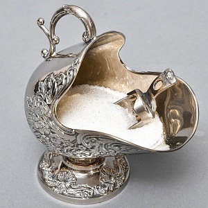 Винтажная Металлическая Сахарница с Совочком Silverplated, Италия.