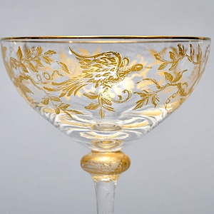 Хрустальные Фужеры для Шампанского - Креманки серия «Золотой Фазан», JOSEPHINENHUTTE, Германия -50 гг. 