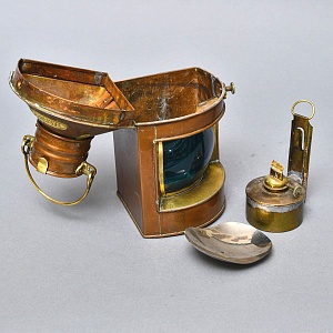 Старинный Медный Керосиновый «Сигнальный Корабельный Фонарь», Англия начало ХХ века.