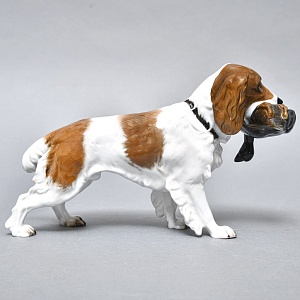 Коллекционная статуэтка «ОХОТНИЧЬЯ СОБАКА. Спрингер-спаниель с уткой», Фарфор ROSENTHAL Германия. 