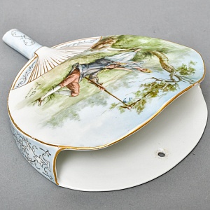 Антикварное Фарфоровое Настенное Кашпо - Ваза «Веер», роспись, Limoges Франция -1891 год.