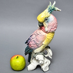 Большая Птица - Фарфоровая Статуэтка «Розово - Жёлтый Какаду» Н -36 см., Karl Ens Германия.