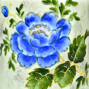 Бисквитница - Сахарница - Баночка с крышкой «Синий Цветок», Стекло Англия 50-е годы ХХ века. 