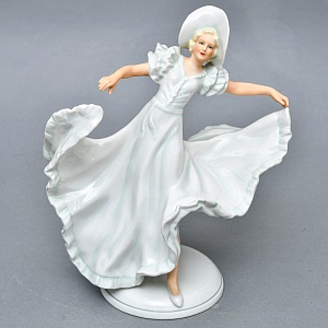  Коллекционная Фарфоровая статуэтка «Танцовщица в пышном платье», Schau Bach Kunst Германия.