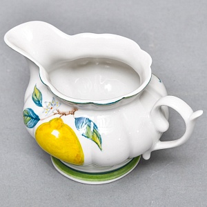 Авторский Чайный сервиз на 4 персоны «Лимоны», фарфор, ручная роспись, Гжель Россия -2000 г..