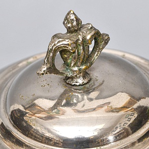 Бисквитница - Сахарница - Баночка с крышкой «Синий Цветок», Стекло Англия 50-е годы ХХ века. 